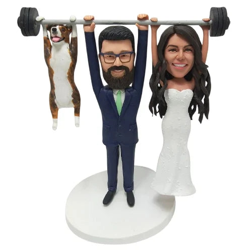 Custom wedding bobbleheads Weight lifting