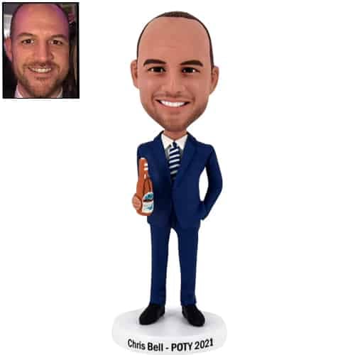 Custom casual Boss bobblehead personalized with beer