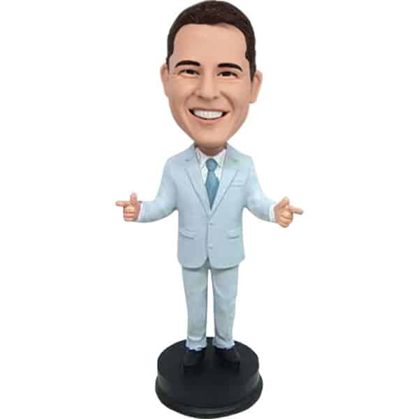 Custom bobblehead finger gun sign