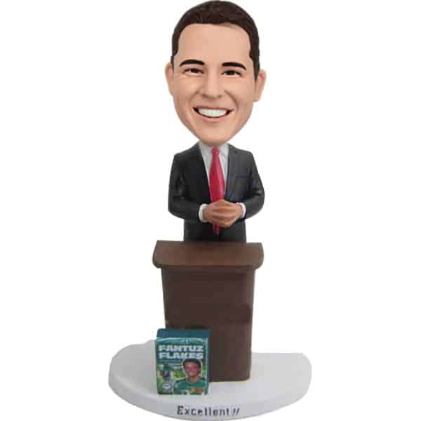 Personalized bobblehead at desk