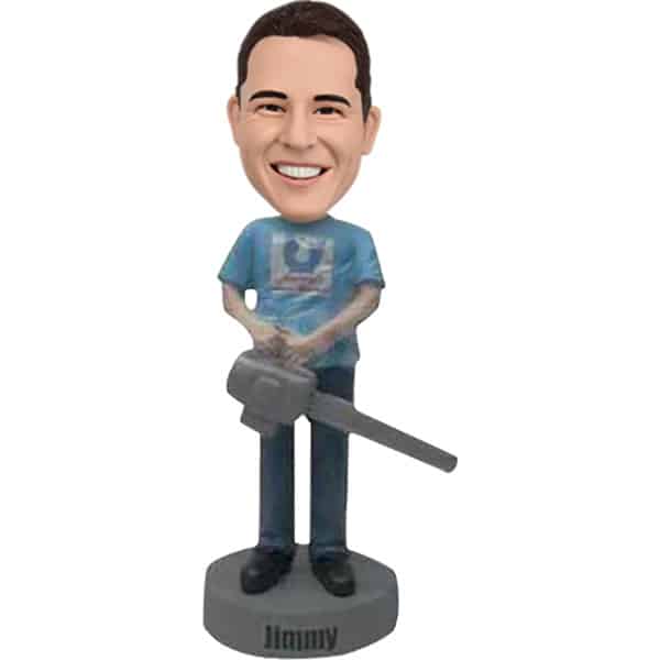 Personalised bobble head with chainsaw