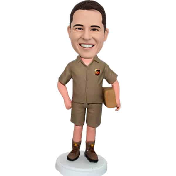 Custom Courier bobblehead delivery man UPS