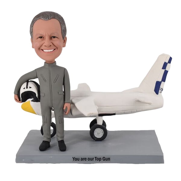 Army Pilot Bobblehead before plane