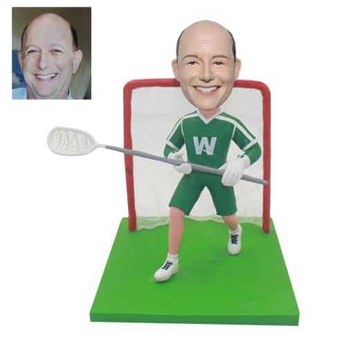 Customized lacrosse bobblehead player