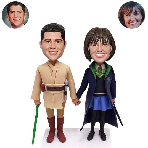 Custom Bobbleheads Jedi and Harry Potter Slytherin