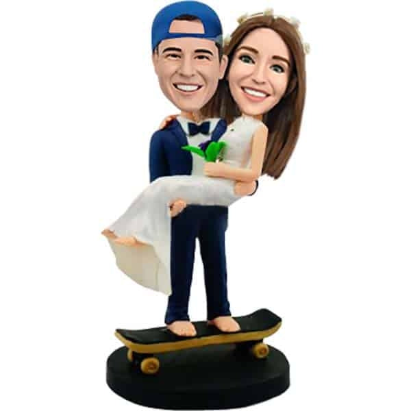 Couple Bobblehead On Skateboard Personalized