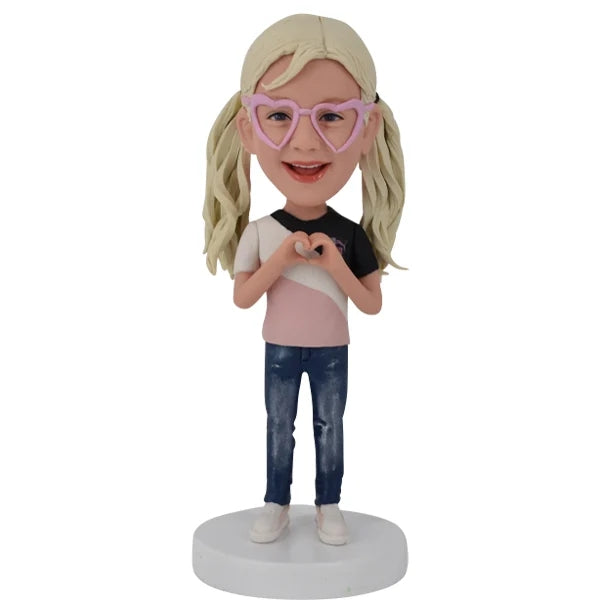 Custom Kid Bobble Head showing Heart