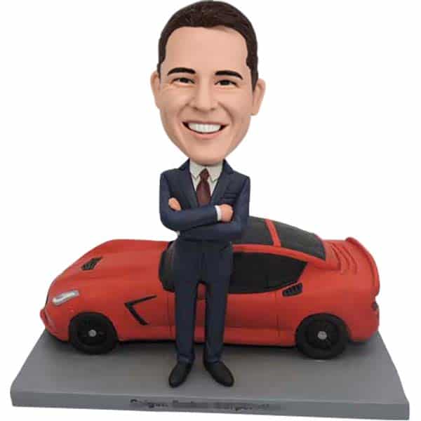 Custom bobbleheads with his car automobile