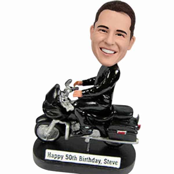 Custom bobblehead Dad on motorcycle motorbike