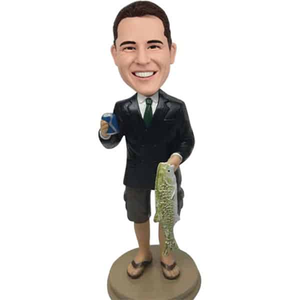 Custom bobblehead with fish and beer