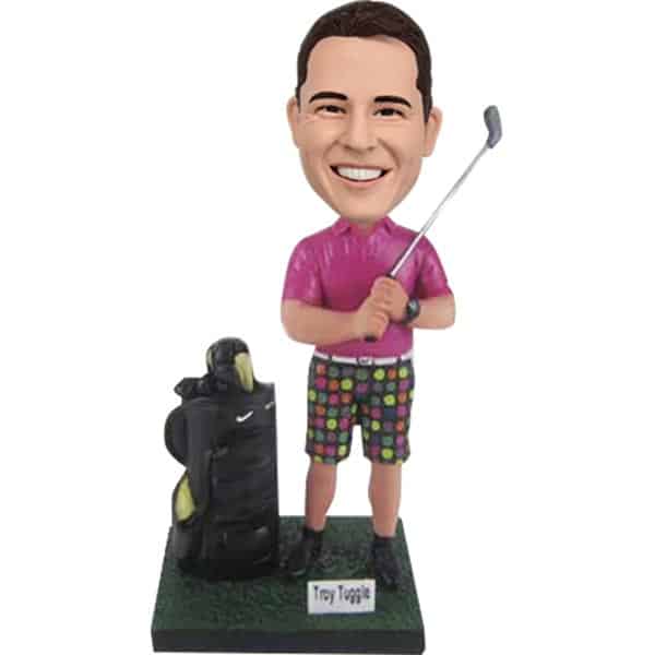 Custom Bobble head Golfer Ready To Swing The Golf Club