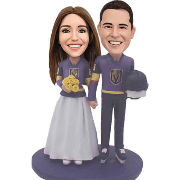 Custom Couple Bobblehead Hockey Wedding