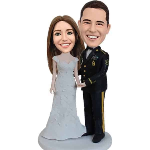 Custom Bobbleheads cake toppers wedding military groom