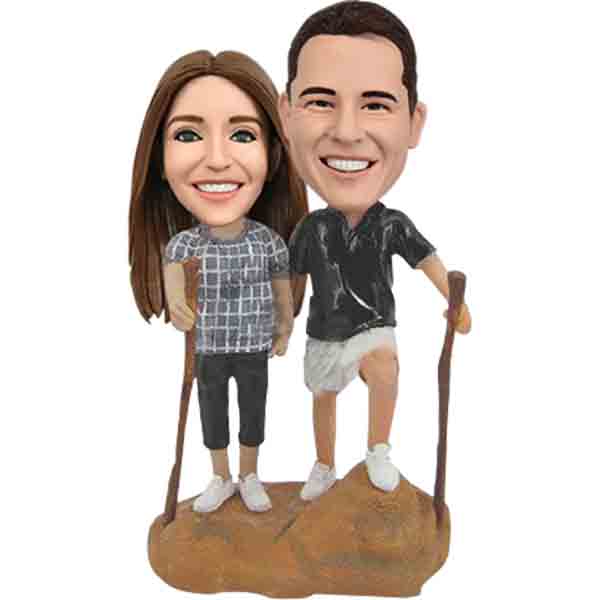 Custom Hiking Couple Bobbleheads