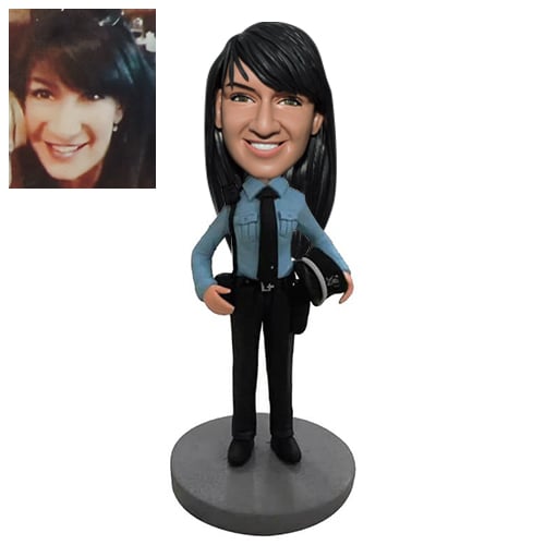 Custom policewoman bobblehead from photo