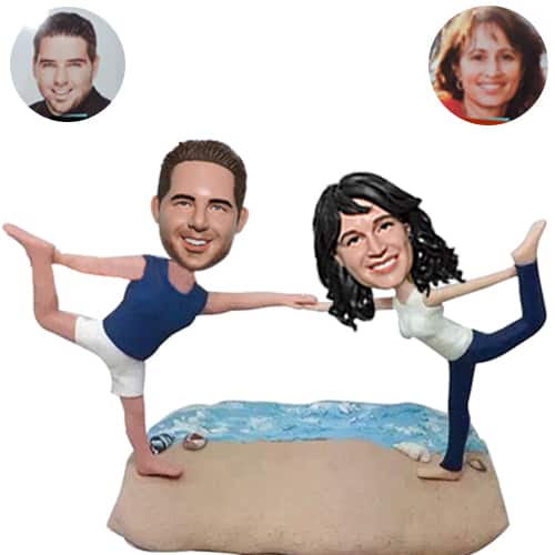 Custom Yoga couple bobbleheads made from photo