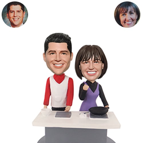 Cooking couple bobbleheads custom for anniversary birthday