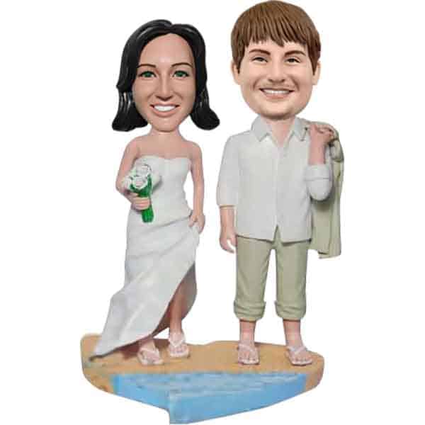 Custom bobbleheads Beach Theme Wedding