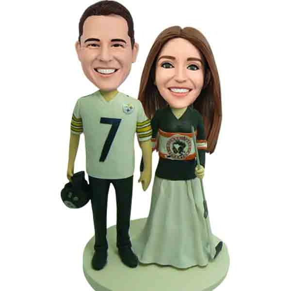 Custom Hockey Bobbleheads Wedding Cake Toppers