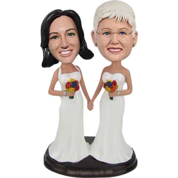 Custom same sex wedding bobbleheads cake toppers Best