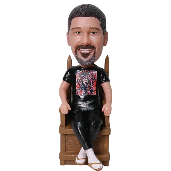 Retirement Bobble Head for Him sitting in chair retired