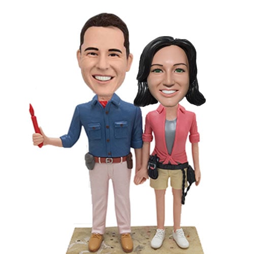 Custom bobbleheads Jurassic Park Dr. Alan and Ellie