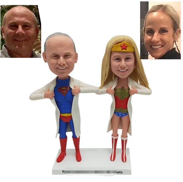 Custom Doctors Bobblehead Superman and Wonder Woman