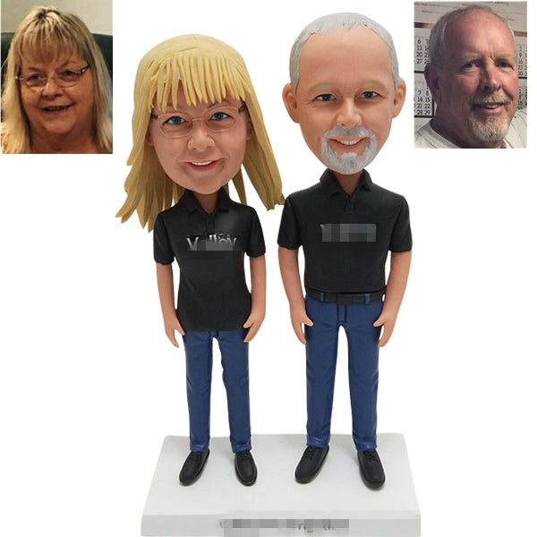 Couple Bobblehead with Black shirts and jeans