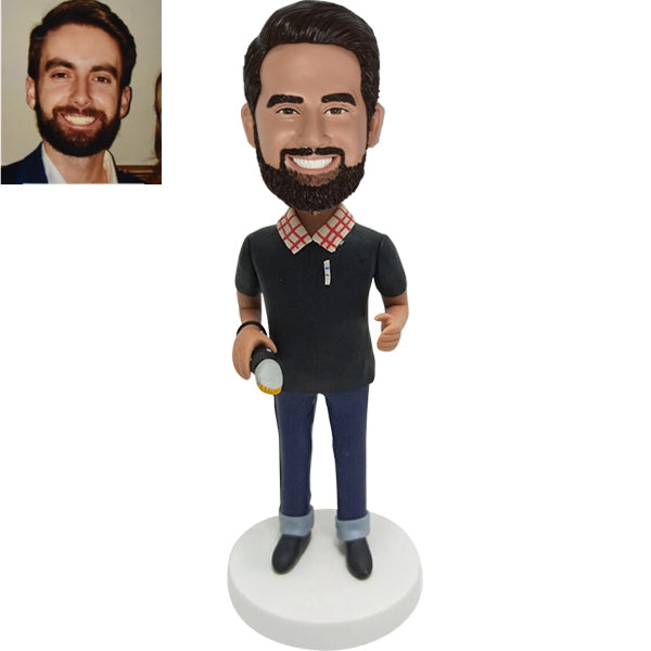 Custom Hairdresser Barber Bobblehead from Photo with clippers