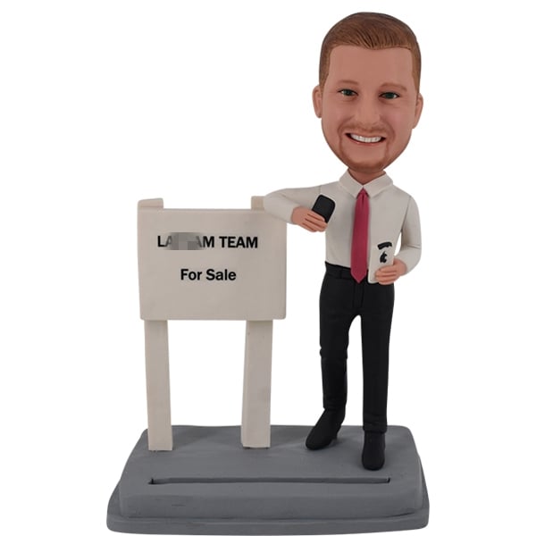 Custom Bobblehead Real Estate Agent Realtor with mobile