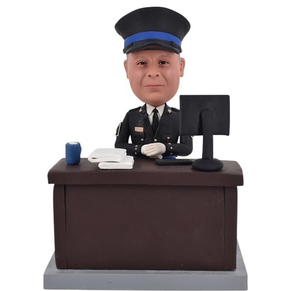 Military Bobblehead Custom Sitting before Desk