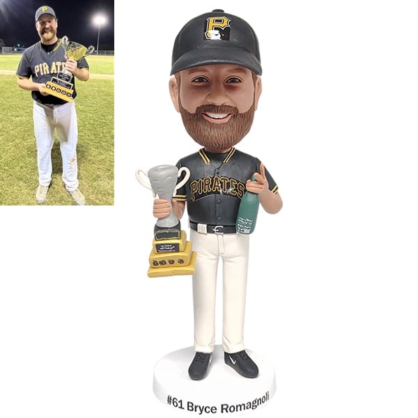 Bobblehead with Trophy and Beer Customized from Picture