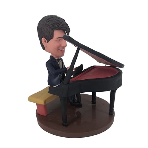 Custom male bobblehead playing piano