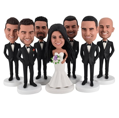 Custom bobbleheads bulk for groom bride and groomsmen