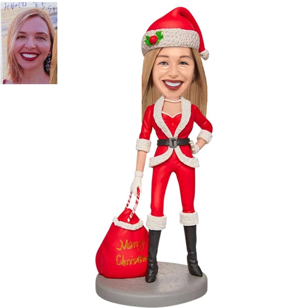 Custom Bobblehead Mrs Santa Claus with sack