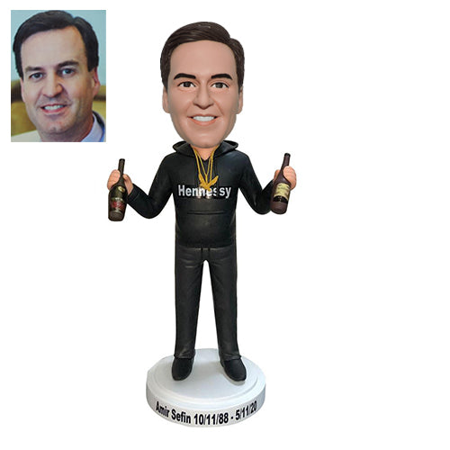 Your own custom bobbleheads with champagne