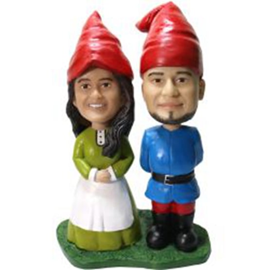 Garden Gnome male and female bobbleheads couple