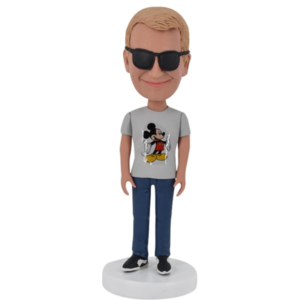 Custom Bobble Head with sunglasses and Disney mickey mouse