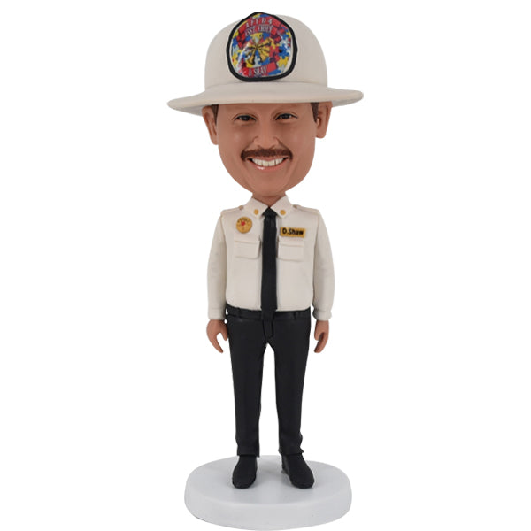 Custom Bobble Head fireman firefighter with badge