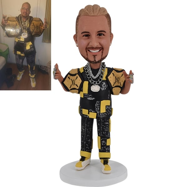 Custom Bobble Head wrestler with wrestling belts