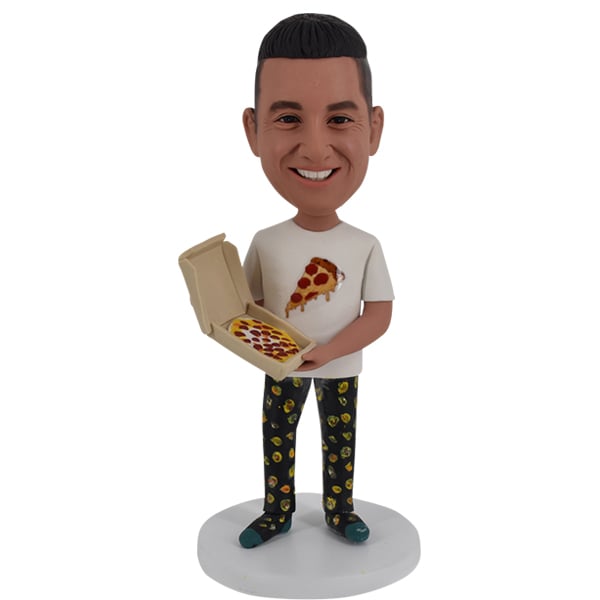 Custom Bobble Head holding Pizza