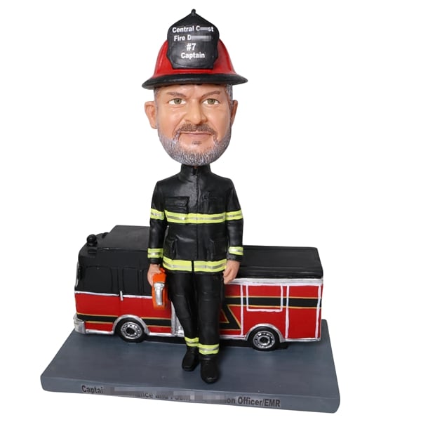 Fireman Custom Bobblehead Before Fire Engine Truck Firefighter