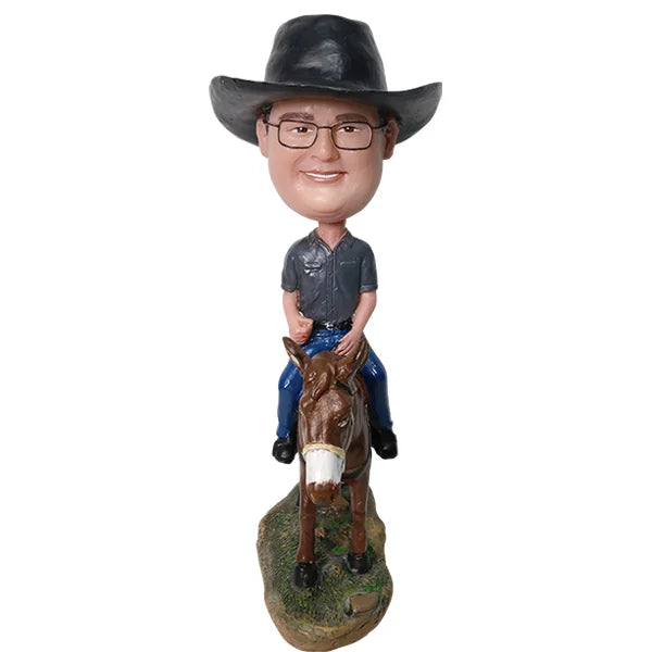 Custom Man Riding Horse Bobblehead