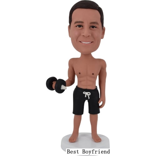 Custom Muscle man bobblehead gift for Boyfriend fitness exercise with dumbbells Bodybuilder Bodybuilding