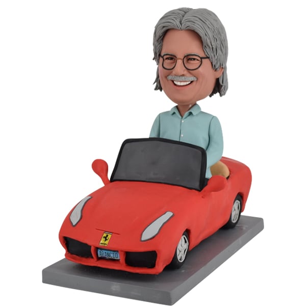 Custom personalized bobblehead in Ferrari car automobile