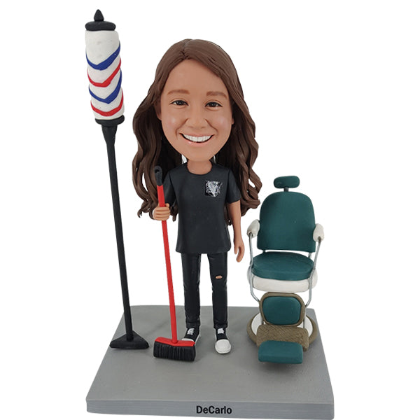 Female Bobblehead Custom barber hairdresser stylist