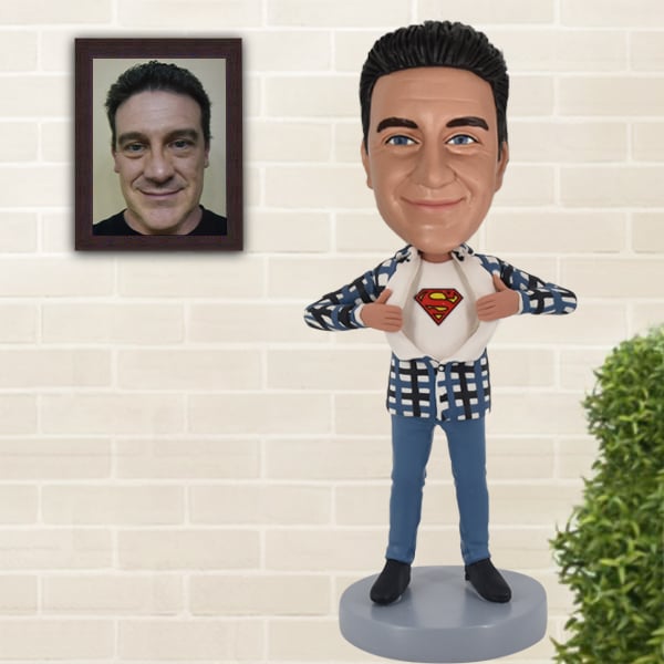 Custom Bobble Head for I.T. Guy with flannel shirt