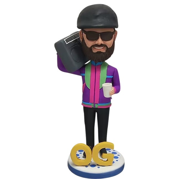 Personalized musician bobblehead with boombox