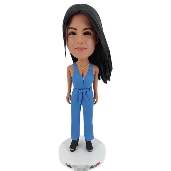 Custom Woman Bobblehead in jumpsuit