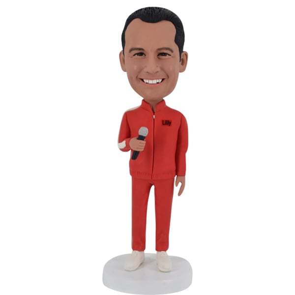 Coach Bobblehead customized with microphone